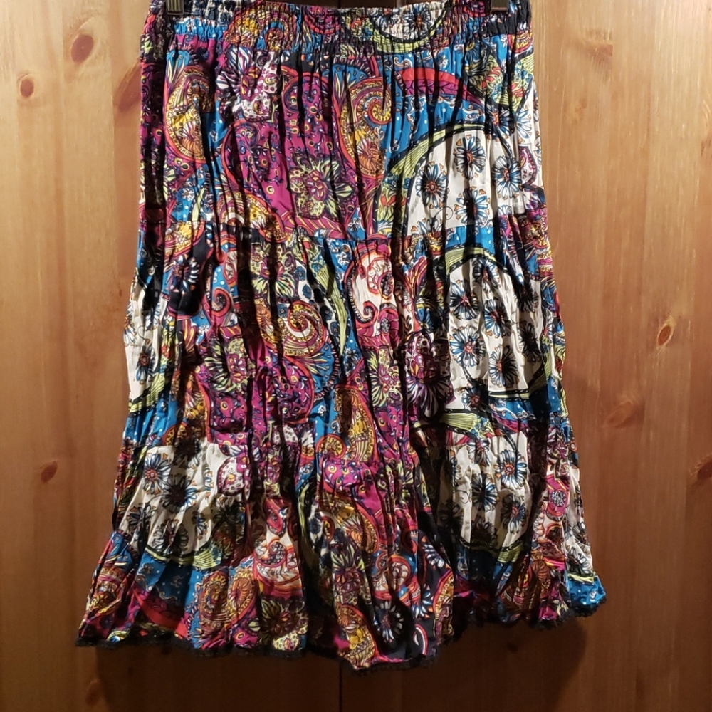 Della Spiga Italy Multicolored crinkle skirt Large
